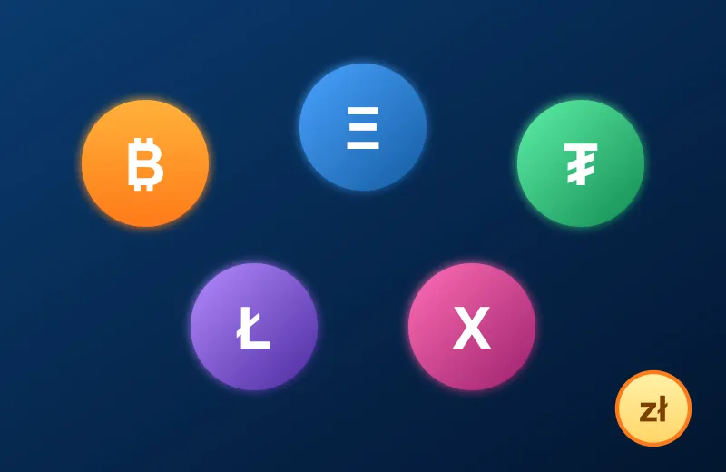 Pięć neonowych monet kryptowalut przyjmowanych w kasie AMPM Casino