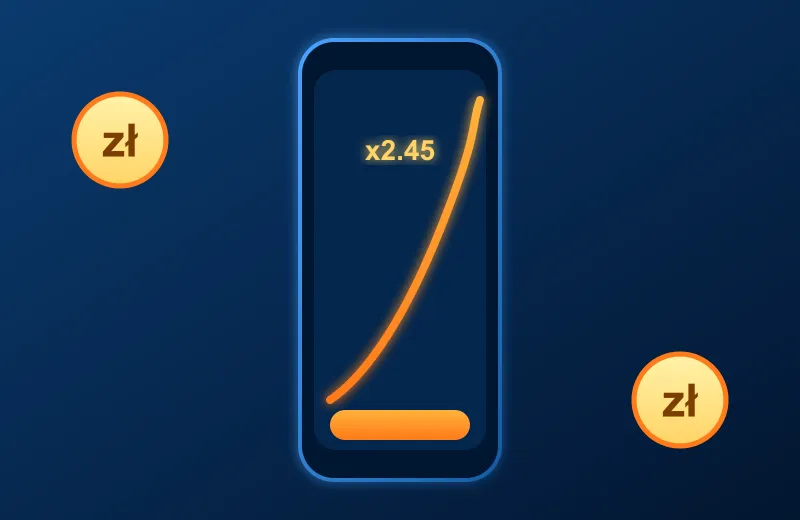 Telefon z neonową krzywą gry Crash w AMPM Casino